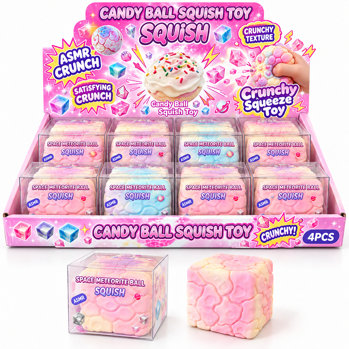 2" Candy Crunchy Squishy Toy – Space Meteorite Cube
