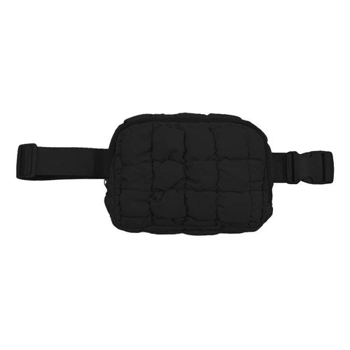 Black Quilted Puffer Waist Bag