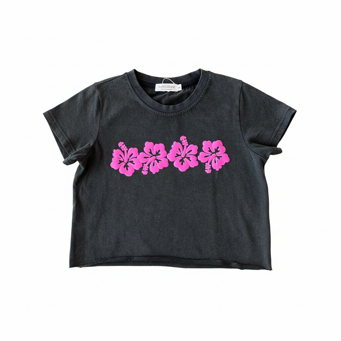 Black hibiscus tee - catalog image