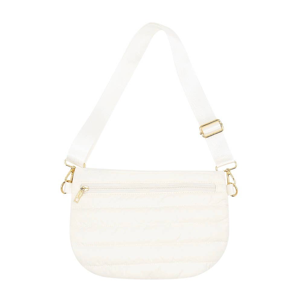 Ivory Puffer Messenger Crossbody