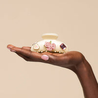 KitschPop™️Curved Claw Clip 7pc Set Vintage- Pearlized Cream