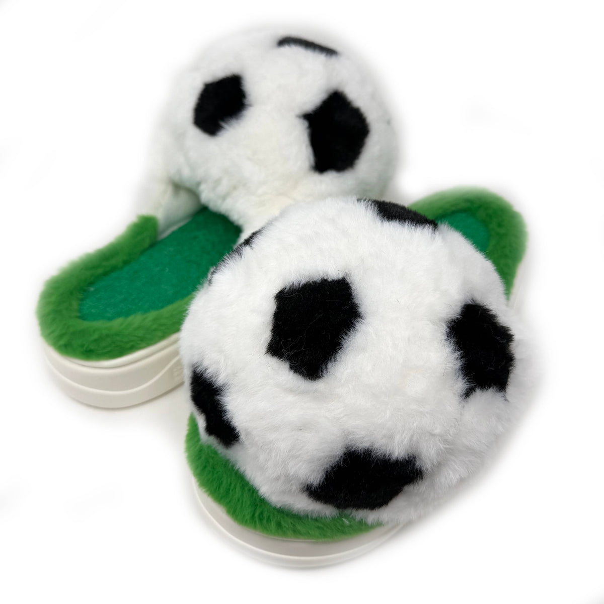 Soccer Ball | Women's Fuzzy Cozy Slides
