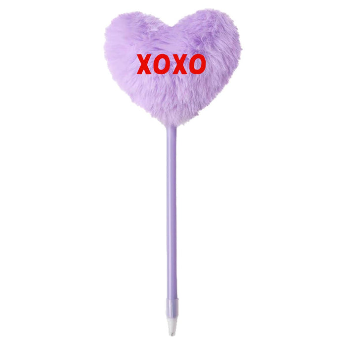 Valentine's Pen | Purple XOXO Fuzzy Heart Pen