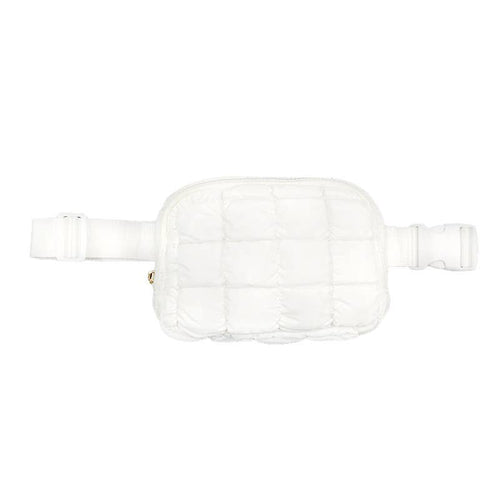 White Puffer Waist Belt Bag