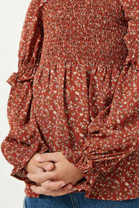 Square Neck Ruffle Sleeve Smocked Top