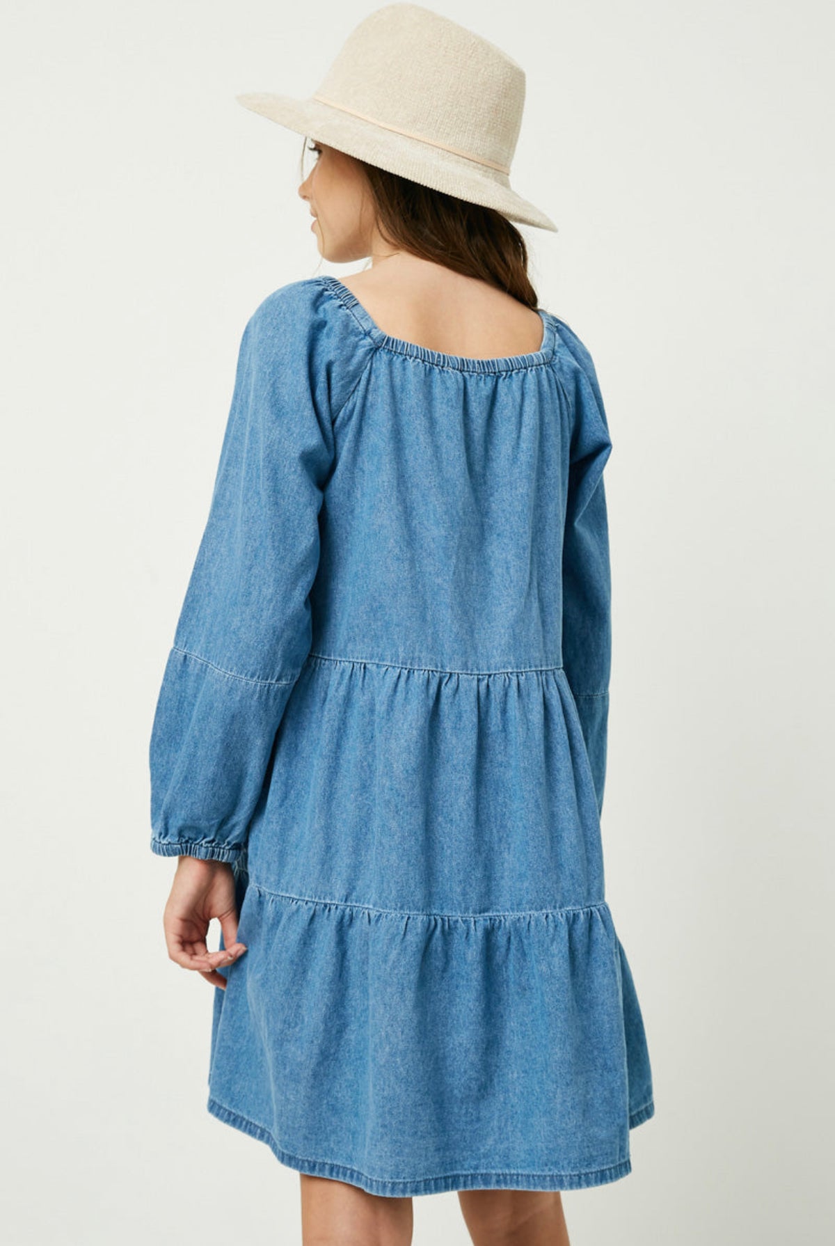Chambray Tiered Dress