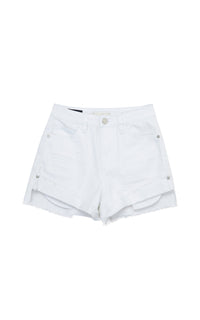 Front Cuffed Shorts with Exposed Pockets
