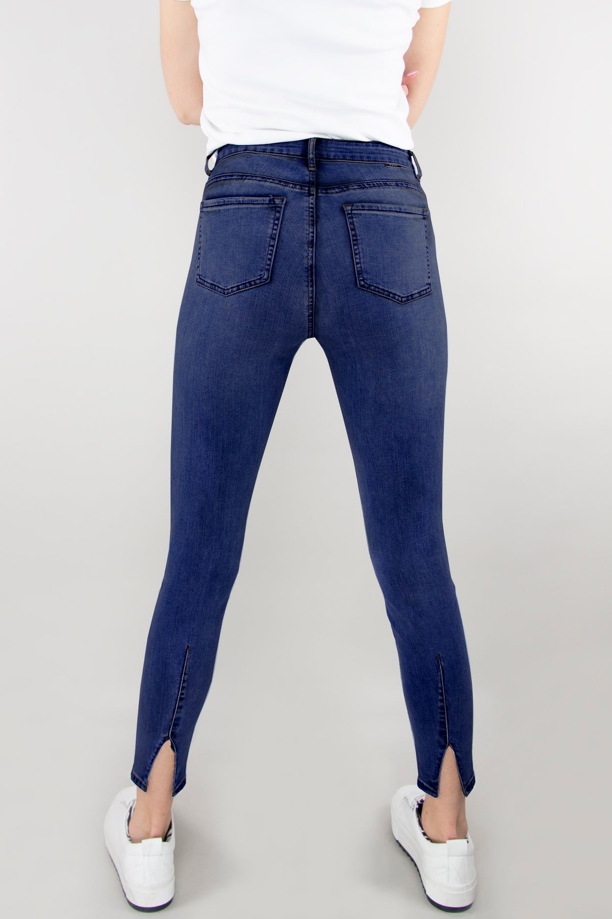 High Rise Back Slit Skinny