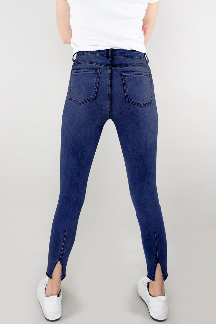 High Rise Back Slit Skinny